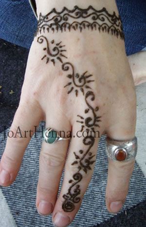 henna design with  a uniqe pattern on plam of hand